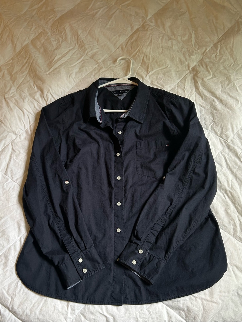Women’s Cotton Navy Button-Up Casual Shirt